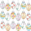18 Set Hand Painted Pastel Glass Easter Egg Ornaments, Easter Home Decor, Spring Mini Tree Decorations, Outdoor and Indoor Use, 1.2 Inches x 2 Inches, 6 Designs