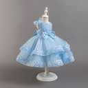 IBTOM CASTLE Girls Birthday Dress Sequin Tiered Tulle Tutu Party Flower Girl Wedding Toddler Pageant Formal Prom Gown (Blue) 130