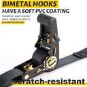 Boat Trailer Transom Ratchet Tie Down Straps Short with Latching Hooks and Soft Loop 2400 LBS, Safety Nylon Straps with Ratchet Buckle to Secure Transport Boat, Pontoon, Jet Ski, PWC, Kayak Motorcycle (Black)