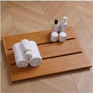 Bamboo Bath mat- Wooden Non-Slip Bath Mat, Sturdy Durable Waterproof Bathtub Mat for Luxury Spa, Square Portable Floor Mat for Outdoor and Indoor Use (Brown, 23.6 Inch)