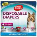Simple Solution Disposable Dog Diapers, Female Dog Diapers, Puppy Potty Training, Incontinence and Heat Cycle Protection, Medium Diapers for Dogs, 1523 Inch Waist, 30 Count