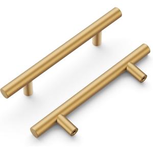Hickory Hardware 10 Pack Kitchen Cabinet Handles, Drawer Pulls for Doors & Dresser Drawers, Hardware for Bathroom, 3-3/4 Inch (96mm) Hole Center, Brushed Brass, Heritage Collection Hickory Hardware 10 Pack Kitchen Cabinet Handles, Drawer Pulls for Doors & Dresser Drawers, Hardware for Bathroom, 3-3/4 Inch (96mm) Hole Center, Brushed Brass, Heritage Collection