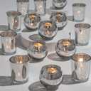 48PCS Assorted Votive Candle Holders, Mercury Glass Candle Holder for Party,Wedding Centerpieces for Tables,Birthday Table Decor (Silver)