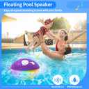 Floating Pool Speakers with Colorful Lights, Bluetooth Wireless Pool Speaker Floatable IP68 Waterproof, Built-in Mic & Crystal Clear Sound Bluetooth Hot Tub Speaker for Pool Party Outdoors