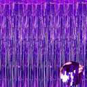 4 Pack Purple Foil Fringe Curtain Backdrop, 3.3Ft x 9.8Ft Metallic Tinsel Foil Fringe Streamers Curtains for Photo Booth, Wedding, Thanksgiving, Birthday, Christmas, Halloween Party Decoration