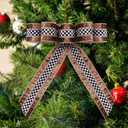 2.5 Inch Brown Velvet Wired Ribbon 10 Yards Black and White Plaid Metallic Crushed Velvet Christmas Ribbon for Gift Wrapping Christmas Tree Decoration Crafts Wreaths (Brown, 2.5"-10 Yard)