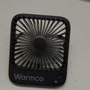 Warmco Portable Travel Fan 5000mAh, Ultra-thin Rechargeable Battery Operated Small Desk Fan, Quiet 4-Speed Personal Fans with 180 Tilt for Office, Camping, Cruise, Outdoor Black