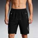 Men's Quick Dry Athletic Shorts with Zipper Pockets, Lightweight for Running, Workouts, Casual & Outdoor Activities (Black,X-Large)