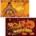 2 Pieces 3 x 5 Feet Halloween Flag Double Sided Pumpkin Witch and Thanksgiving Turkey Autumn Flag Happy Halloween Thanksgiving Banner for Home Outdoor Indoor Party Decoration(Turkey Style)