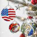 2 x Stained Glass Ornament, Christmas Ornament, Hanging Ornaments for Home Decor & Christmas Tree Ornaments  Exquisite Holiday Decor, Xmas Gifts & Holiday Present - American Flag