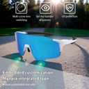 Sports Sunglasses TR90 UV400, Lightweight Wraparound for Men/Women, Adjustable Nose Pad, Fit Over Glasses for Cycling (Blue)