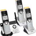 VTech IS8121-3 Long Range Cordless Phone 2300 Ft, Bluetooth Cell Connect, 3 Handsets, Answering Machine, Smart Call Blocker, Expandable - DECT 6.0 (Silver/Black)