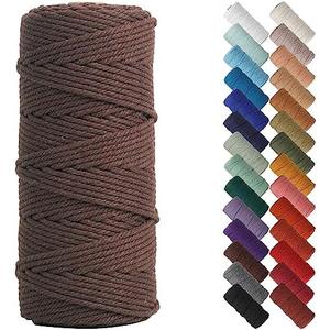 NOANTA Dark Coffee Macrame Cord 3mm x 109yards, Colored Macrame Rope, Cotton Rope Macrame Yarn, Colorful Cotton Craft Cord for Wall Hanging, Plant Hangers, Crafts, Knitting