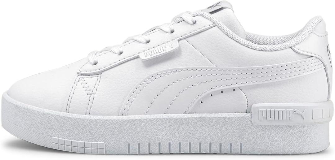 PUMA Kids Girls Jada Lace Up Sneakers Shoes Casual - White (5.5 Big Kid)