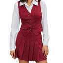 Milumia Women's Plaid Skirt Sets 2 Piece Outfits Blazer Vest Top and Pleated Mini Skirt Suit, Multicolor, Medium