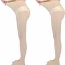 2-Pack Slightly Transparent Tights for girls & women, High Elasticity Sheen Pantyhose, For Work Dance Casual. (S)