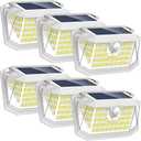 LANSOW Solar Motion Lights Outdoor 6 Pack, 188 LED/3 Modes, Motion Sensor Outdoor Lights, IP65 Waterproof 270 Lighting, Solar Powered Security Flood for Outside Yard Garden Wall(White)