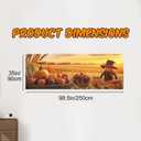 Large Happy Thanksgiving Banner 98''x35'' Thanksgiving Decorations Yard Sign Pumpkin Maple Leaf Scarecrow Banner for Fence Outside