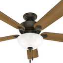 Hunter Fan Company Swanson 52-inch Indoor New Bronze Traditional Ceiling Fan With Bright LED Light Kit, Pull Chains, and Reversible WhisperWind Motor Included