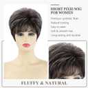 SEVENCOLORS Short Pixie Wigs for Women Layered Natural Looking Dark Brown Wig with Grey Highlights Synthetic Short Hair Women's Wigs