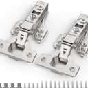 50 Pack 1/4" Partial Overlay Soft Close Concealed Hinge for Face Frame  Frameless Door, 3D Adjustment, Clip-on Plate, Slow Self Closing Hidden Satin Nickel, 105 Stainless Steel Hinges, 3/8"