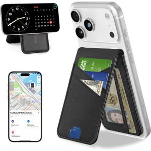 TopMade for Magsafe Wallet, Works with Apple Find My, 6 Card Holder with Adjustable Stand, Finder Tracker, Magnetic Wallet for iPhone 17/16/15/14/13/12 Series, Not for iPhone SE/Mini, Slim, Black