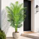 5.2ft Artificial Palm Tree Indoor Plant Tall Fake Tropical Paradise Palm Tree in Pot with Real Bark Design Faux Areca Palm Tree for Home Office Living Room Bedroom Farmhouse Modern Decor 1pcs