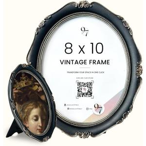 97 Decor Black Vintage Picture Frames 8x10 - Black Oval Frame 8x10 With Glass Front, Gothic Ornate Frame 8x 10 For Photo Display Tabletop And Wall Mounting