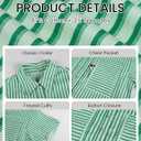 Womens Striped Button Down Shirts Casual Collared Short Sleeve Blouses Tops (Green, L)