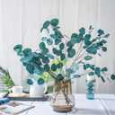 Preserved Dried Eucalyptus Stems, Blue Real Greenery Branches, 4-10 PCS Silver Dollar Leaves for Vase Filler, 14-17'' Fresh Eucalyptus Garland Plant for Wreath Wedding Home Farmhouse Party Decor