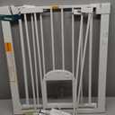 Babelio Baby Gate with Adjustable Cat Door,29-43" Auto Close Durable Pet door for Stairs,Doorways and House,Pressure Mounted,Easy Install,Effortless Walk Thru,White