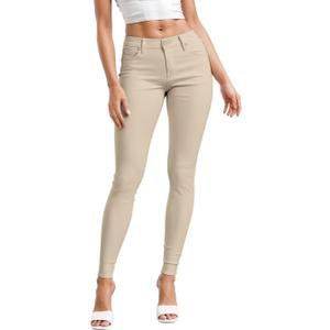 Hybrid & Company Womens Hyper Ultra Stretch Comfy Skinny Leg Work Casual Pants (Medium Long, Stone)