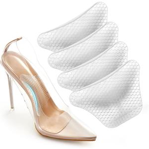 Plantar Fasciitis Relief Arch Support Insert Soft Gel Arch Pad Adhesive Orthotic Shoe Insole for Flat Feet & High Arch Support Cushions for Flats Sandals Trim to Fit - 2 Pairs (Med Arch-1CM/0.4", Clear)