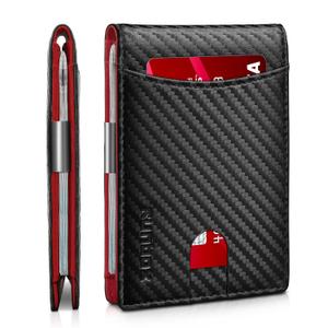 RUNBOX Money Clip Slim Wallets for Men RFID Blocking 11 Card Holder Minimalist Small Leather Bifold Men's Front Pocket Wallet Gift Box