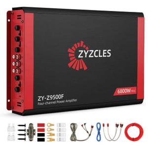 2026 Upgraded ZYZCLES 4-Channel High Power Car Amplifier, 6800W Max Power, 4X1700W RMS 2 Ohms 4 Channels 2 Bridged Channels(3400W), Class AB, Low Distortion - Unleash Studio-Quality Sound in Your Ride