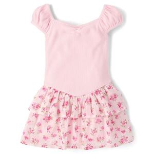 The Children's Place, Baby-Girls, and Toddler Tiered Dress, Short Sleeve Rosie Pink, 4 Years