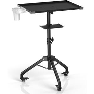 ZHOOGE Salon Tray Cart on Wheels with Stand Rack Tray, Premium Iron Alloy Tattoo Tray Height Adjustable Salon Service Tray with 360 Degree Mute Universal Tricycle for Tattoo Work, SPA and Dental Tray
