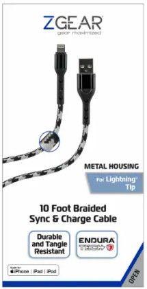 ZGear 10Ft Braided Sync & Charge Cable ZGear 10Ft Braided Sync & Charge Cable