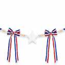 QCWN 5.58ft 4th of July Patriotic Garland 4th of July Decorations, Red White and Blue Wooden Star Bead Banner with Ribbon Bows, Rustic Farmhouse Independence Day Memorial Day Mantel Fireplace Wall