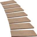 PURE ERA Bullnose Carpet Stair Treads Set Tape Free Non-Slip Indoor Stair Protectors Pet Friendly Rugs Covers Soft Skid Resistant Washable Reusable 9.5" x 30"(14 Pieces, Camel Brown)