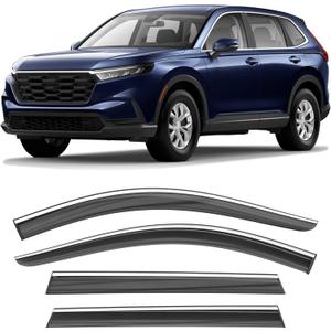 Shatterproof Taped-On Window Deflectors for Honda CR-V 2023-2025 with Chrome Trim, Rain Guards, Window Visors for Car, Vent Deflector, 4pcs
