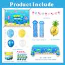 Underwater Theme Birthday Party Decorations Set - 146 Pcs Cartoon Ocean Party Supplies with Large Backdrop, Tablecloth, Jellyfish Paper Lanterns, Foil Pineapple Balloon for Kids Boys Girls