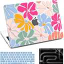 for MacBook Pro 14 Inch Case 2025-2021 M5 M4 M3 M2 M1 Models A3434 A3401 A3185 A3112 A2992 A2918 A2779 A2442, Laptop Hard Shell Cover with Screen & Keyboard Protector - Blue Flower