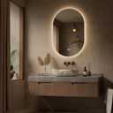 Keonjinn 24 x 36 Inch Oval LED Mirror with Backlit, Pill-Shaped Backlit Mirror Bathroom with HD Tempered Glass, UL-Listed Driver, 3000K/4500K/6500K, Defogging, Lighted Mirrors for Bathroom Wall