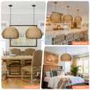 Arturesthome 2-Light Rustic Farmhouse Rattan Pendant Light,19.68in Large Dome Hand Woven Ceiling Mounted Rattan Chandelier,Coastal Beach Ceiling Hanging Light for Kitchen,Dining Room