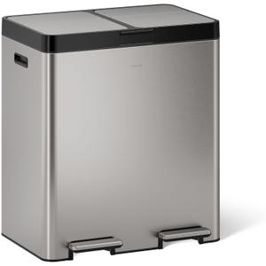 Kohler K-23828-ST 82-Liter Stainless Steel Dual-Bin Step Trash Can, Fingerprint Resistant, Soft-Close Lid, Kitchen or Office