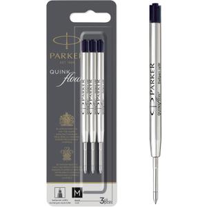 Parker QUINKflow Ballpoint Pen Ink Refills, Medium Tip, Black, 3 Count - For Everyday Writing