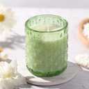 NITIME 15pcs 7.5oz Green Candle Jars for Making Candles, Glass Candle Vessels with Bamboo Lids and Sticky Labels, Candle Containers for Making Candles and Candle Making Supplies