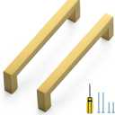 Ravinte 25 Pack Square Cabinet Pulls 5 Inch Brushed Brass Kitchen Cabinet Handles Gold Kitchen Hardware for Cabinet Gold Drawer Pulls Drawer Handles Come with Screwdriver (5 In Hole Center)