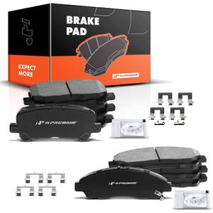 A-Premium Front and Rear Ceramic Disc Brake Pads Set Compatible with Select Honda and Acura Models - Pilot 2009-2015, MDX 2007-2013, ZDX 2010-2013, with Hardware, 8 Pcs